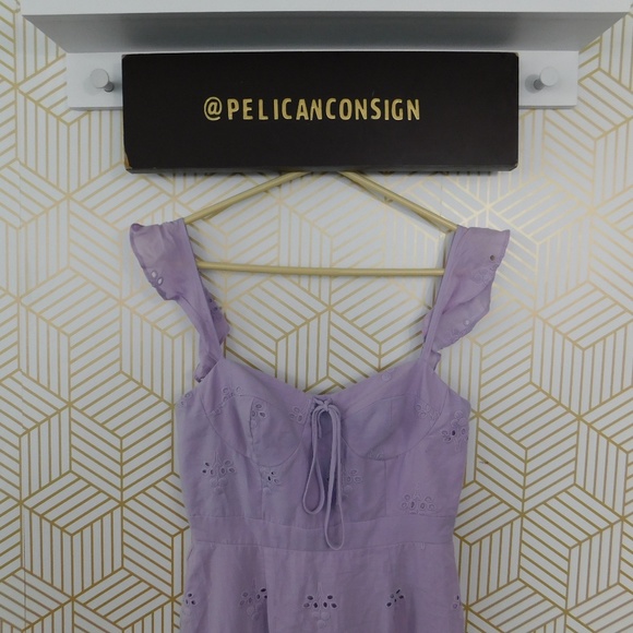 NWT WAYF lilac ruffle eyelet midi dress S - Picture 3 of 6
